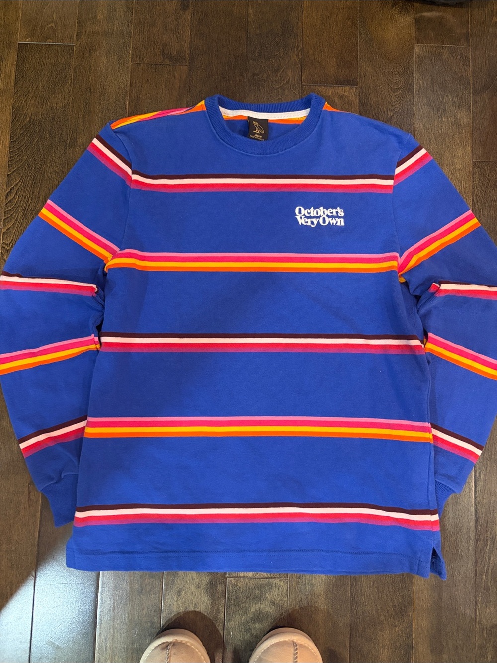 OVO Royal Blue Striped Long Sleeve Polo Sweatshirt